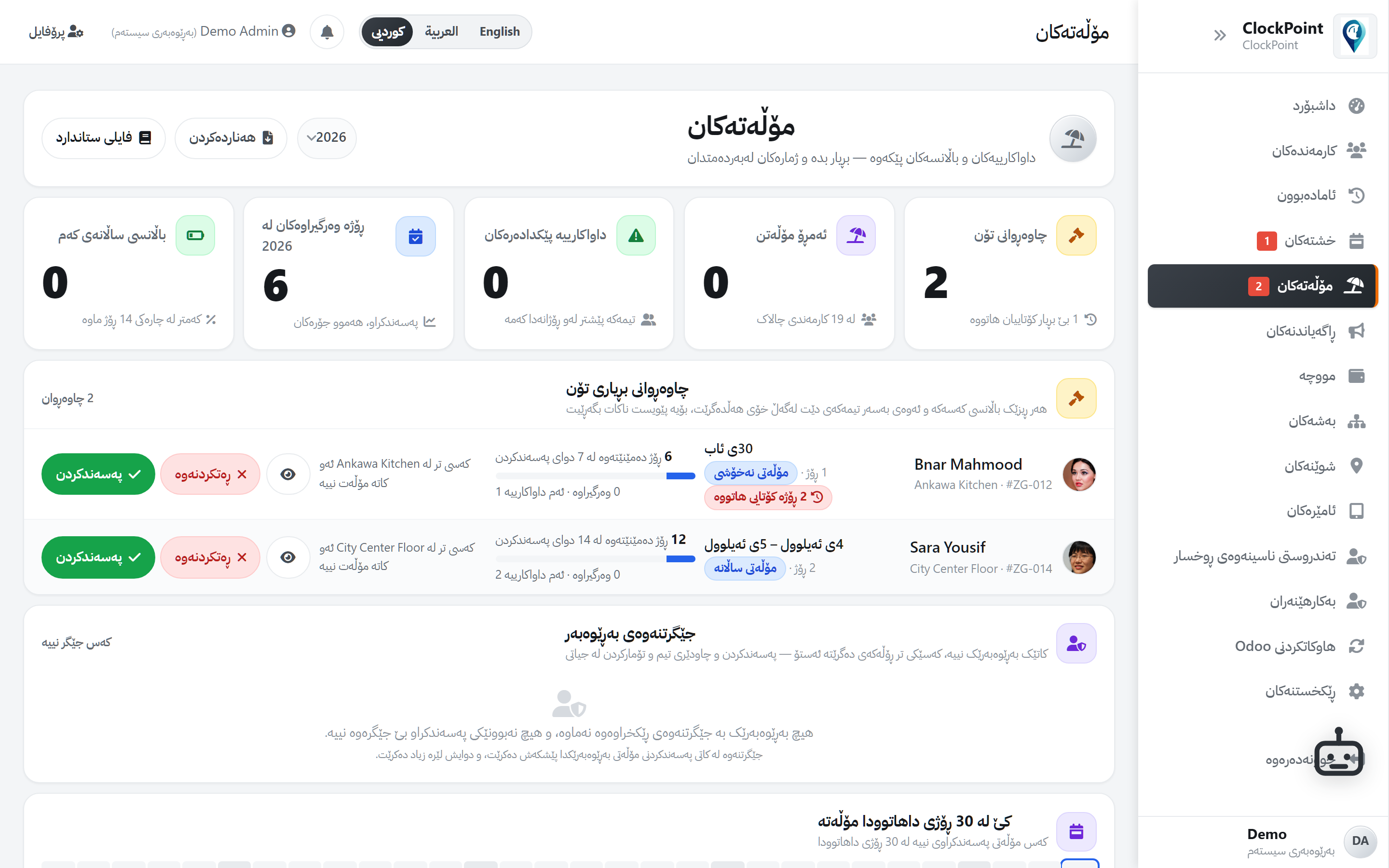 پەسەندکردنی مۆڵەتەکان
